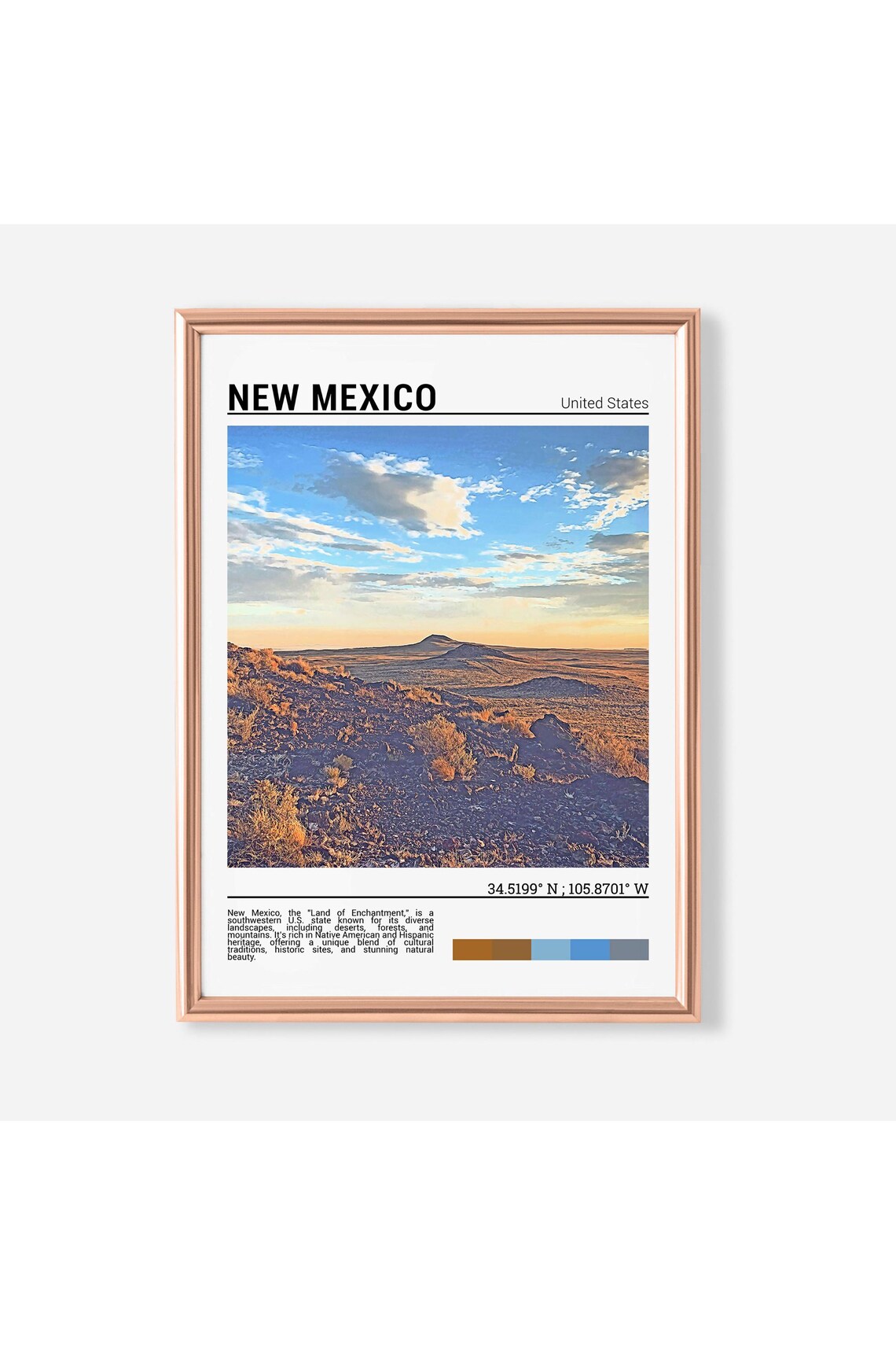 New Mexico Desert Sunset Over Golden Plains Landscape Poster