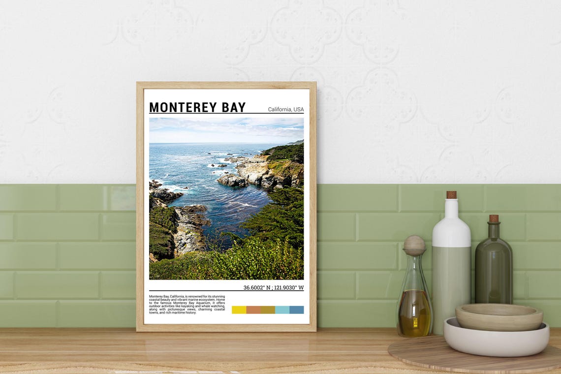 Monterey Bay California Rugged Rocky Coast Cliffs Pacific Coast Poster - Image 3