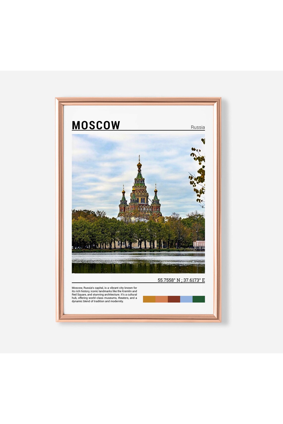 Moscow Russia Onion Dome Church Riverside Golden Spires Poster
