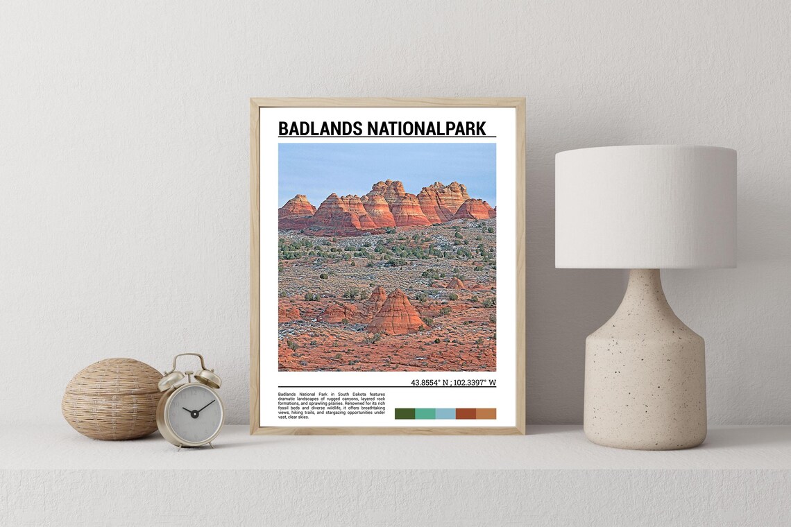Badlands National Park Red Rock Formations Desert Dramatic Landscape Poster - Image 2