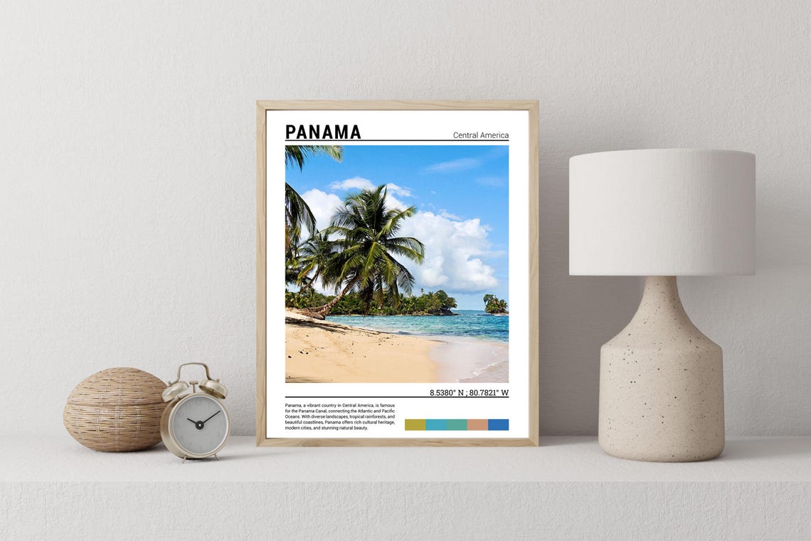 Panama Central America Tropical Palm Tree Beach Paradise Poster - Image 2