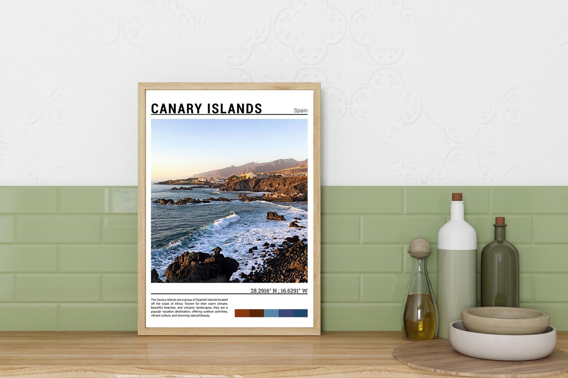 Canary Islands Spain Rocky Volcanic Coastline Ocean View Poster - Image 3
