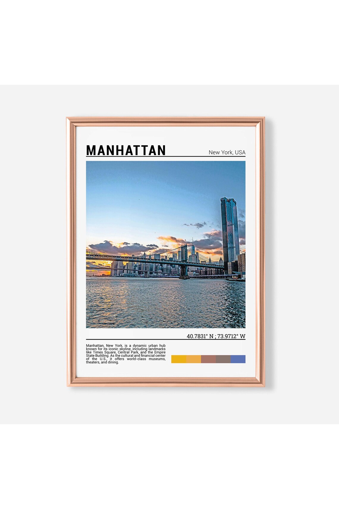 Manhattan New York City Bridge Skyline Sunset East River View Poster