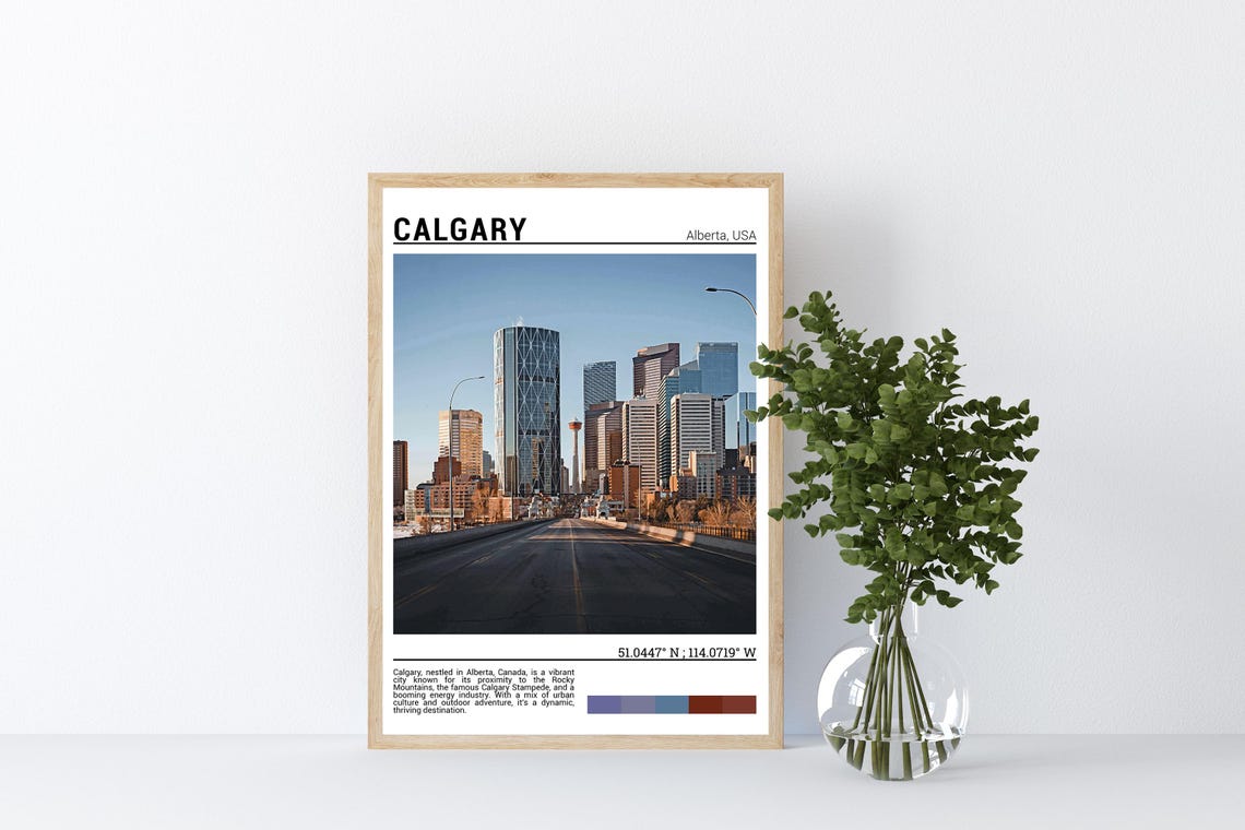 Calgary Alberta Canada Downtown Bright Morning Skyline Poster - Image 4