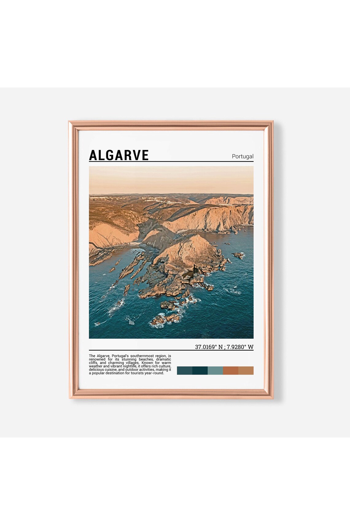 Algarve Portugal Golden Cliffs Dramatic Coast Aerial Photo Poster