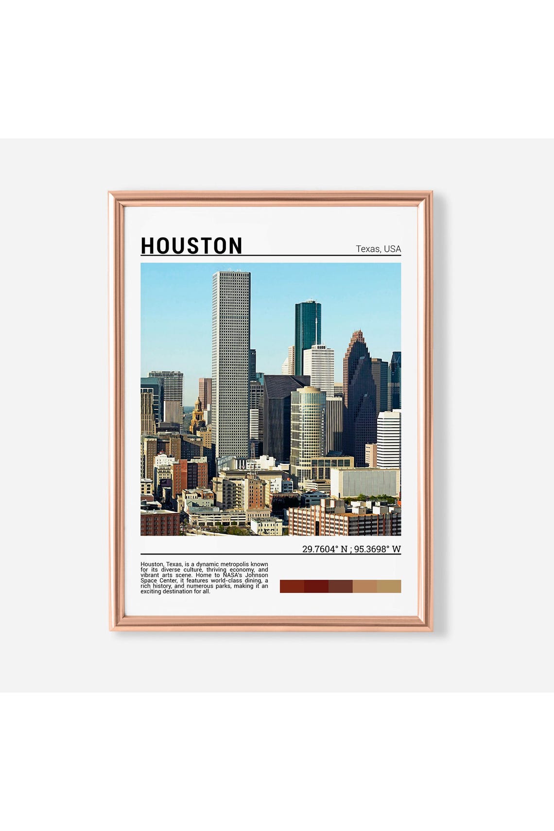 Houston Texas Downtown Skyline Cityscape Urban Travel Photo Poster