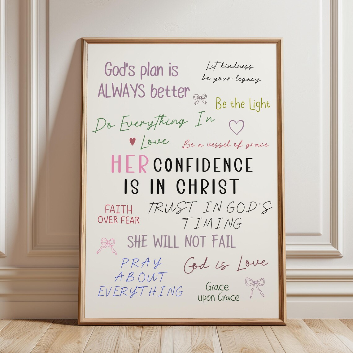 Girly Christian Scripture Poster, Pink Dorm Decor