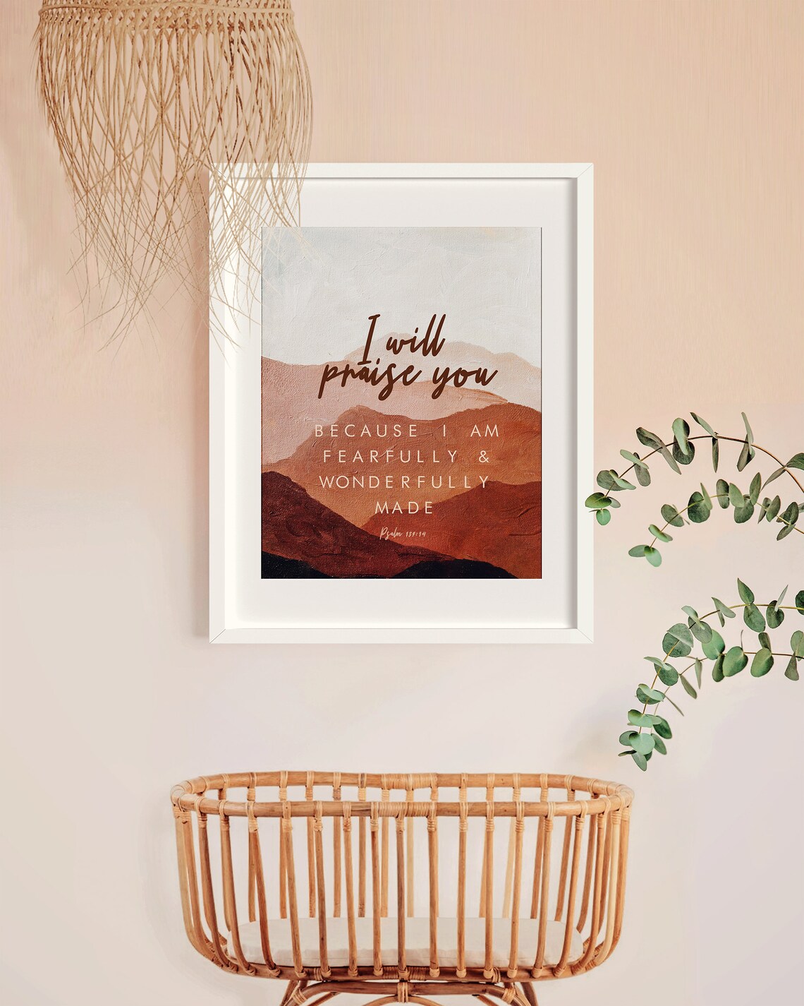 Psalm 139:14 Fearfully Wonderfully Made Terracotta Mountain Verse Poster - Image 2