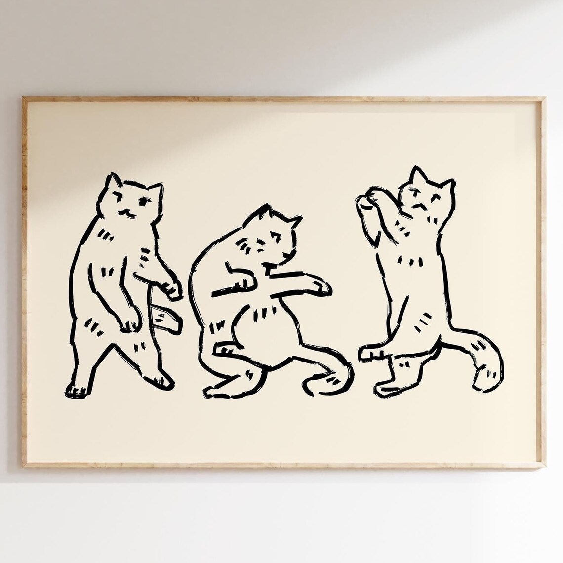 Dancing Cats, Playful Minimalist Art Print