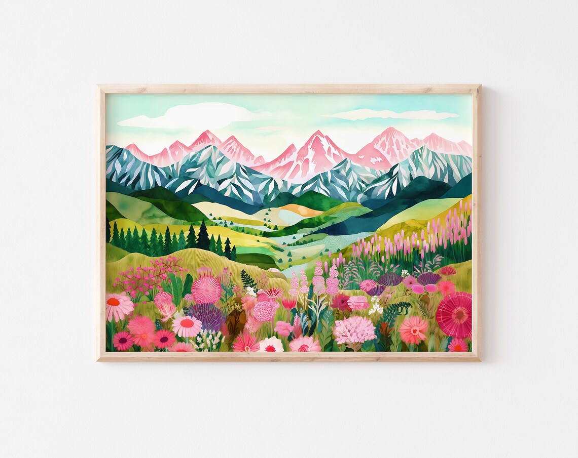 Abstract Mountains New Zealand Travel Poster