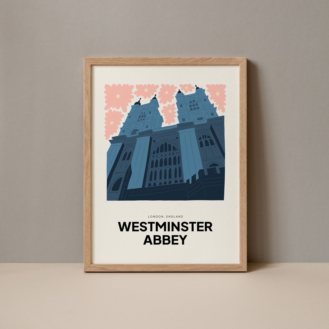 Westminster Abbey London England Modern Abstract Floral Art Poster