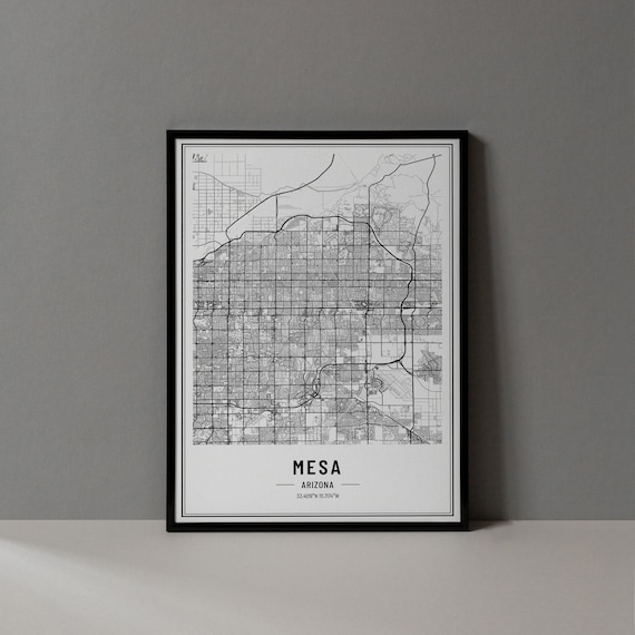 Mesa Arizona Street Map Black and White Minimalist City Poster