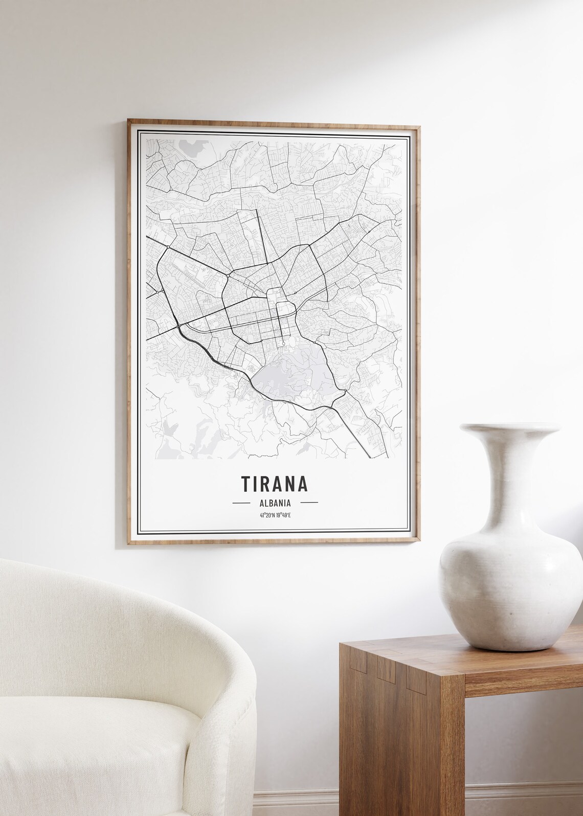 Tirana Albania Minimalist Street Map Black Line Art Poster Decor - Image 5