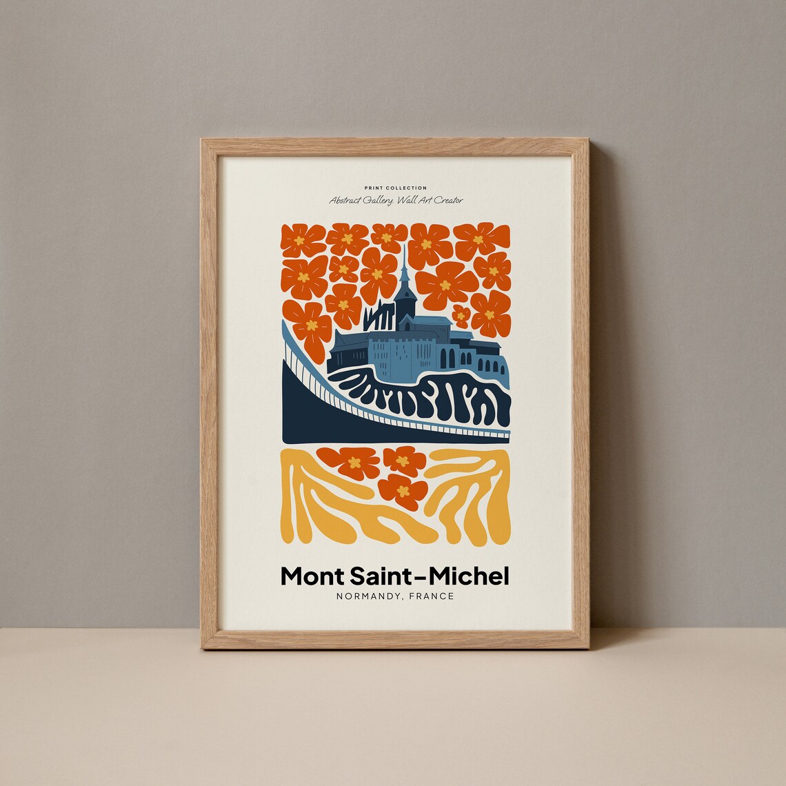 Mont Saint Michel Normandy France Abbey Island Floral Poster