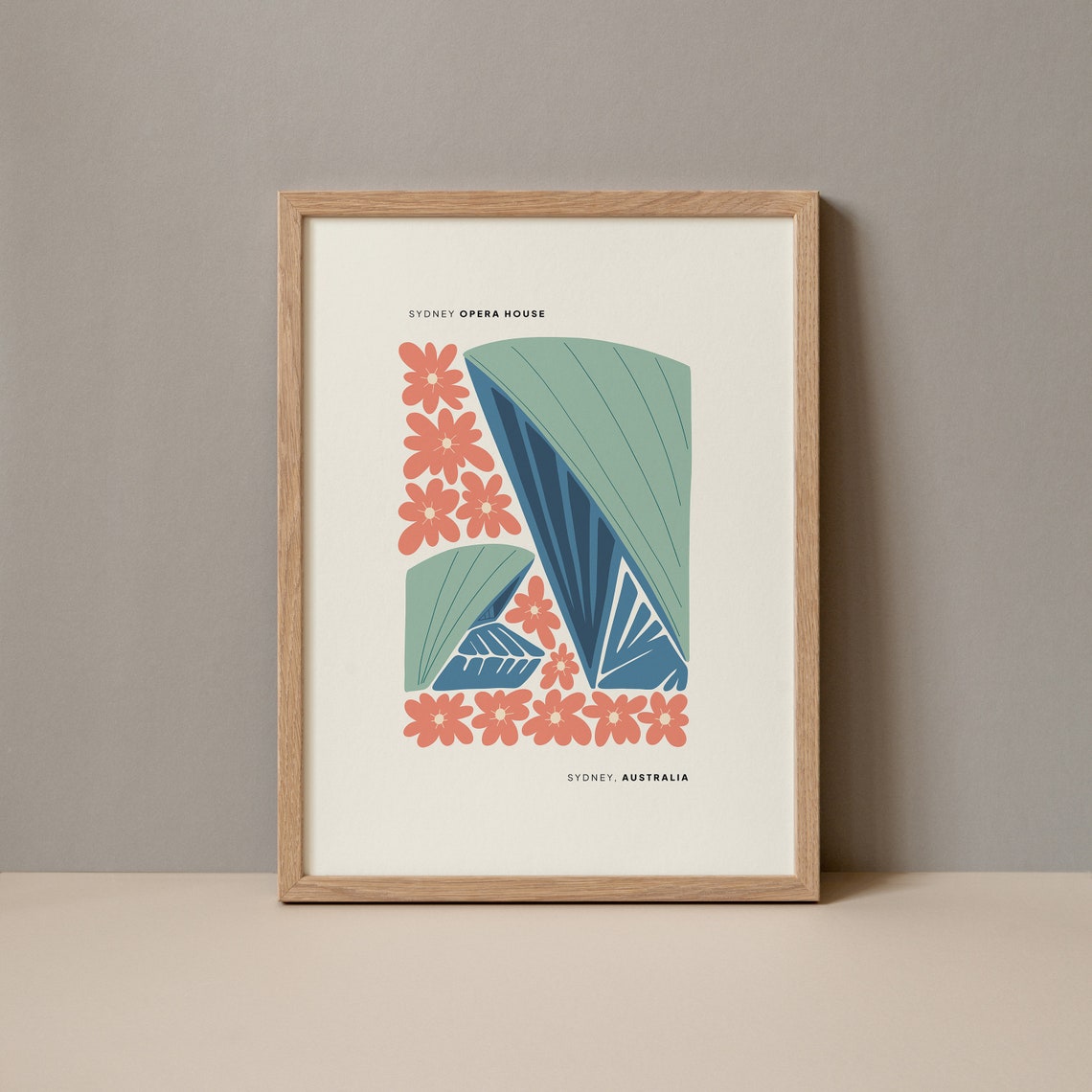 Sydney Opera House Australia Floral Abstract Art Wall Poster Gift
