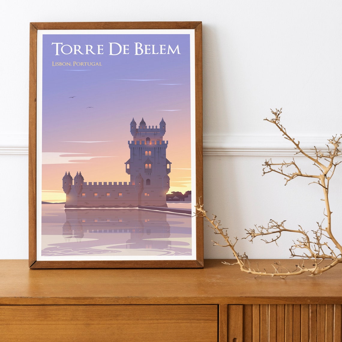 Torre De Bellem Lisbon Portugal Travel Poster Lisbon Wall Art Portugal Travel Print Libson Poster Torre De Bellem Travel Illustration - Image 4