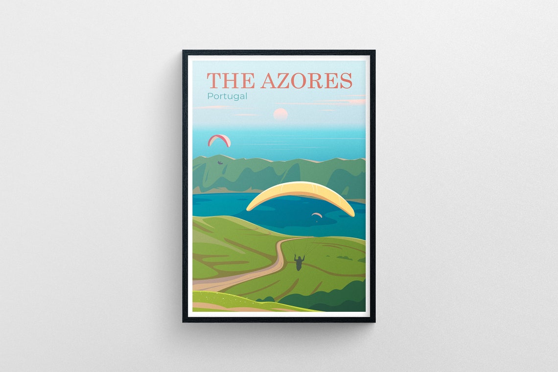 The Azores Portugal Travel Poster The Azores Portugal Wall Art Travel Print The Azores Wanderlust Poster The Azores Travel Illustration - Image 5