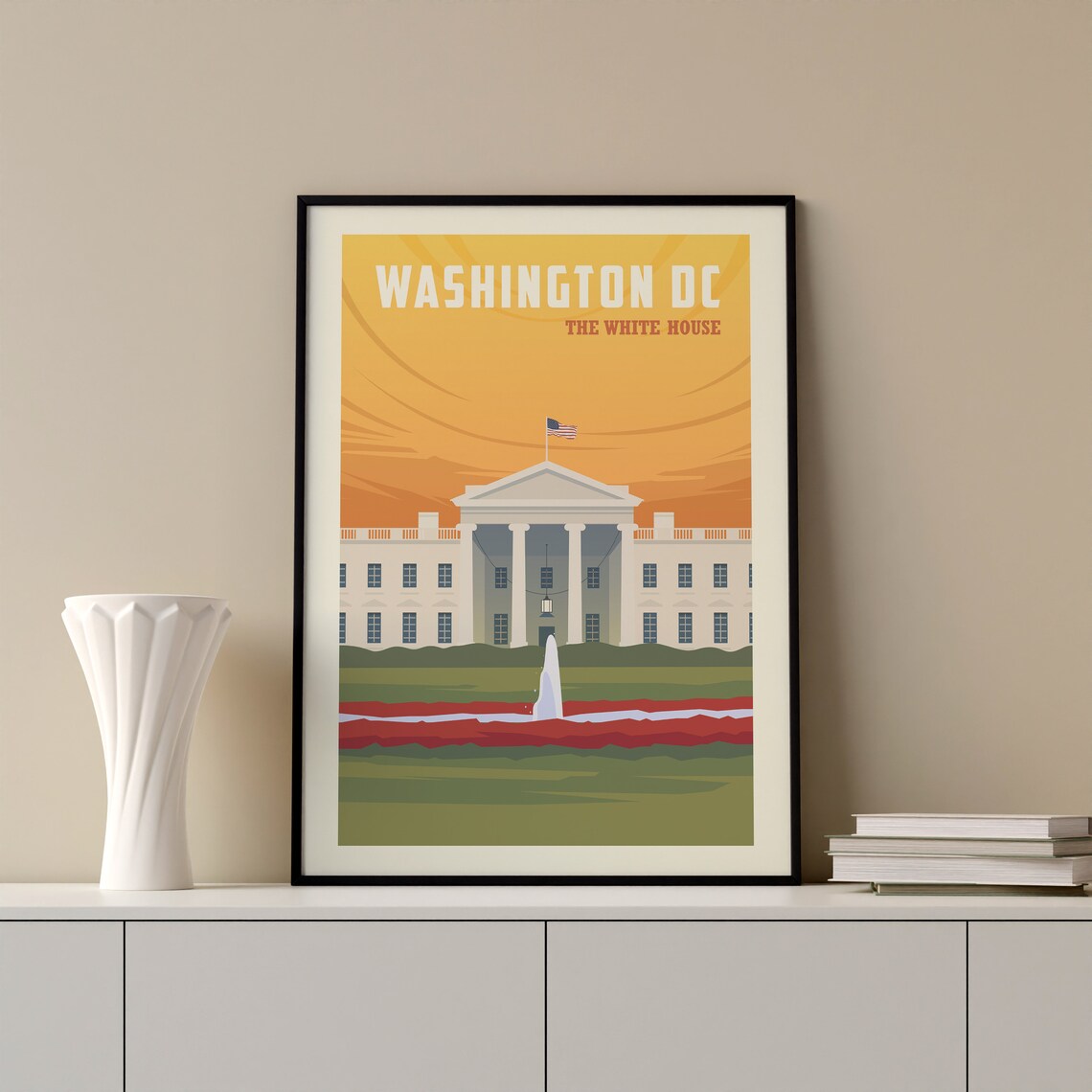 Washington DC White House USA Capital Sunset Landmark Poster Art - Image 2
