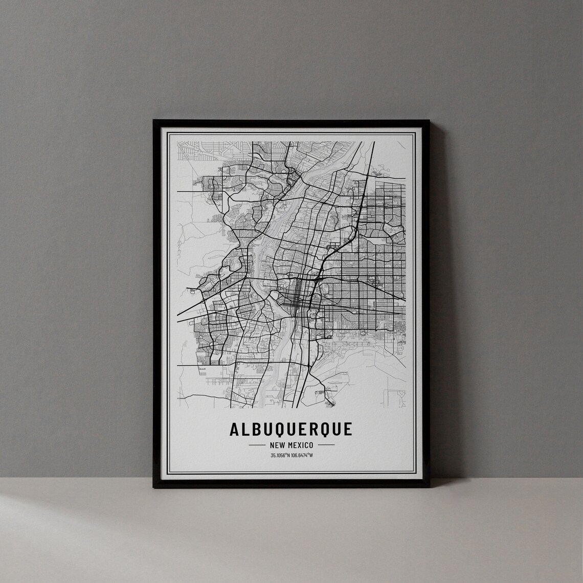 Albuquerque New Mexico City Street Map Minimalist Black White Poster