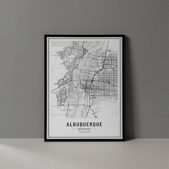 Albuquerque New Mexico City Street Map Minimalist Black White Poster