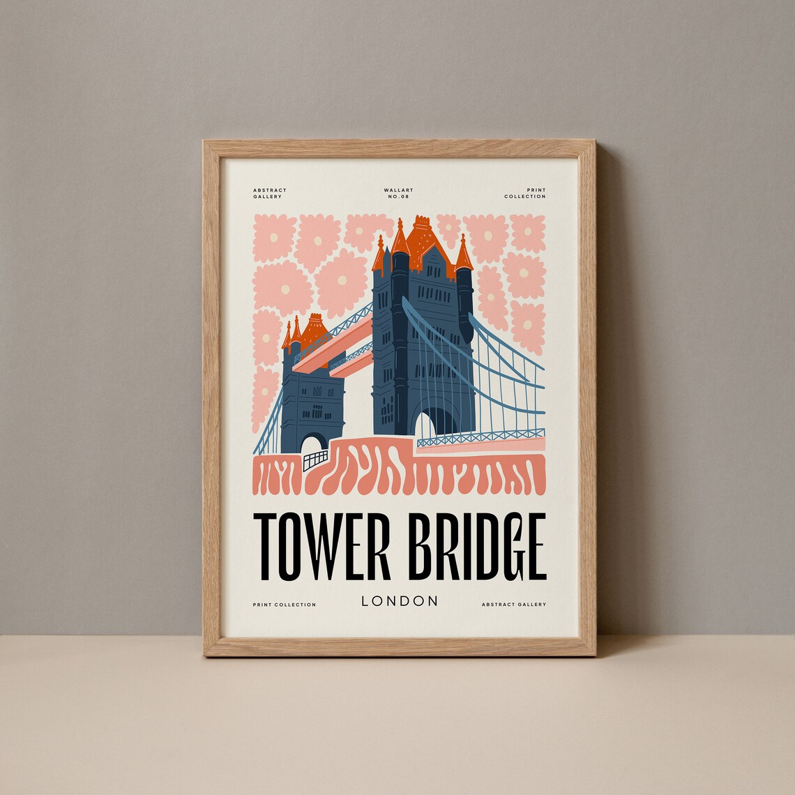 Tower Bridge London England Abstract Floral Gallery Art Poster