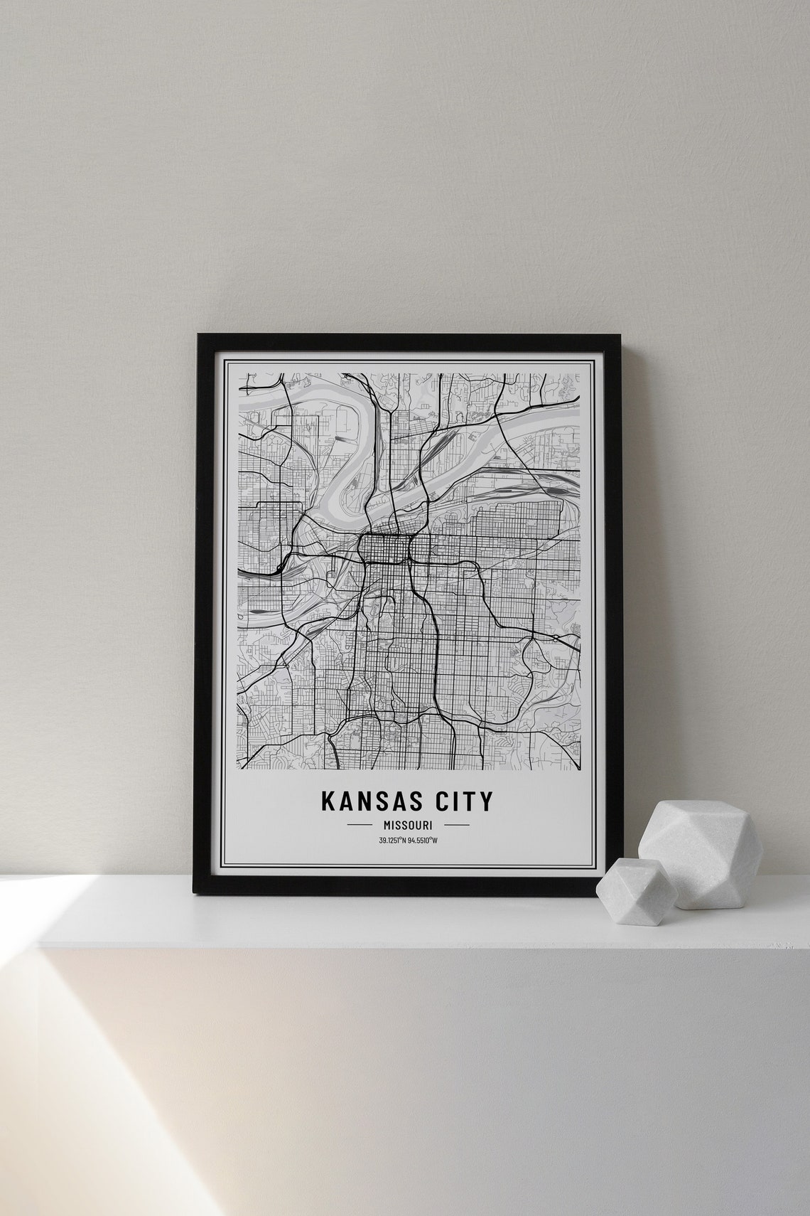 Kansas City Missouri Map Print Kansas City Map Poster Kansas City Wall Art Kansas City Print Kansas City City Coordinates - Image 3