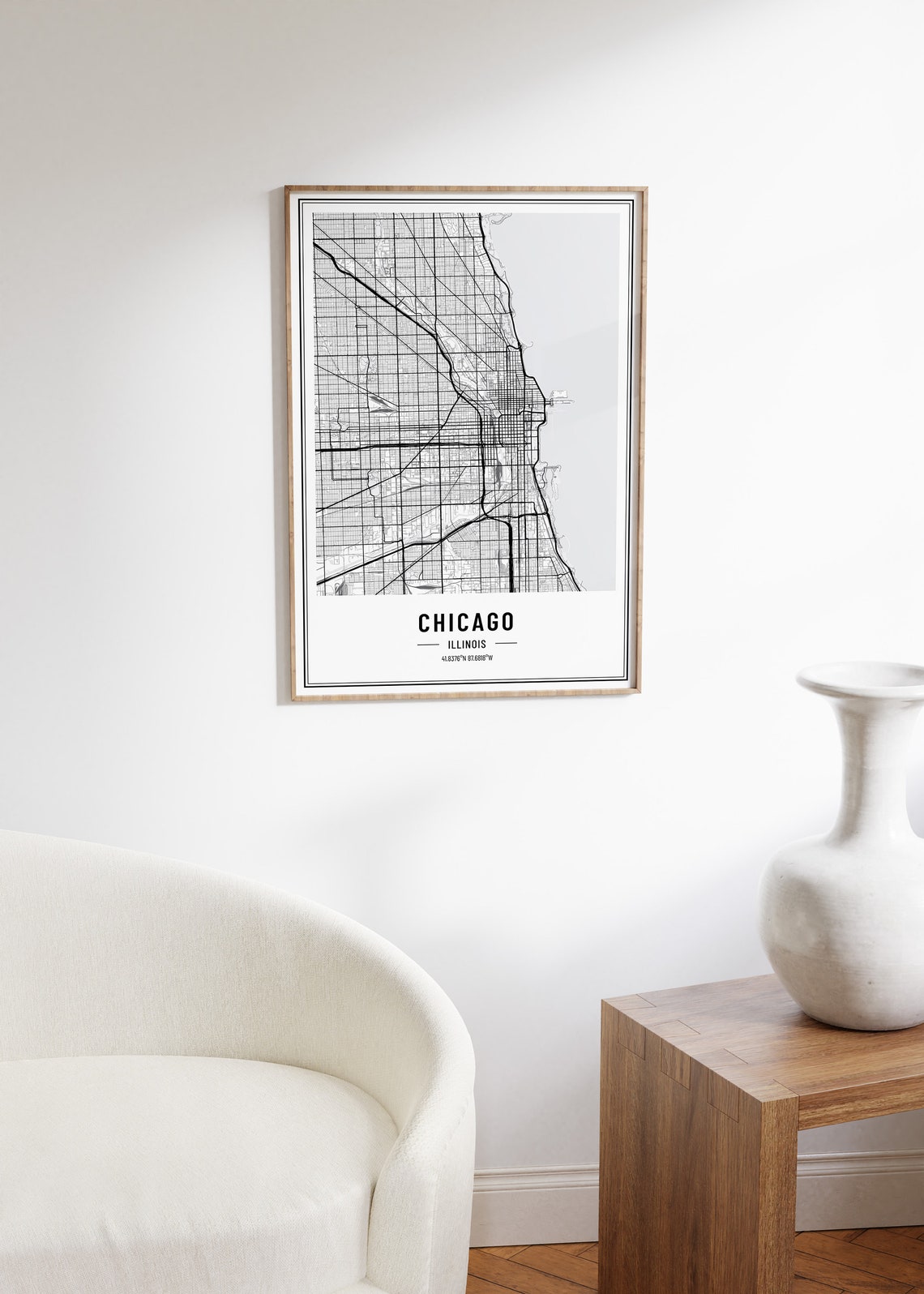 Chicago Illinois Street Map Black and White Minimalist City Poster - Image 5