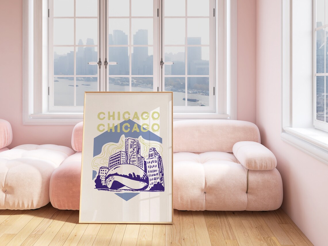 Chicago Illustration Art Print, Colorful Travel Poster - Image 4