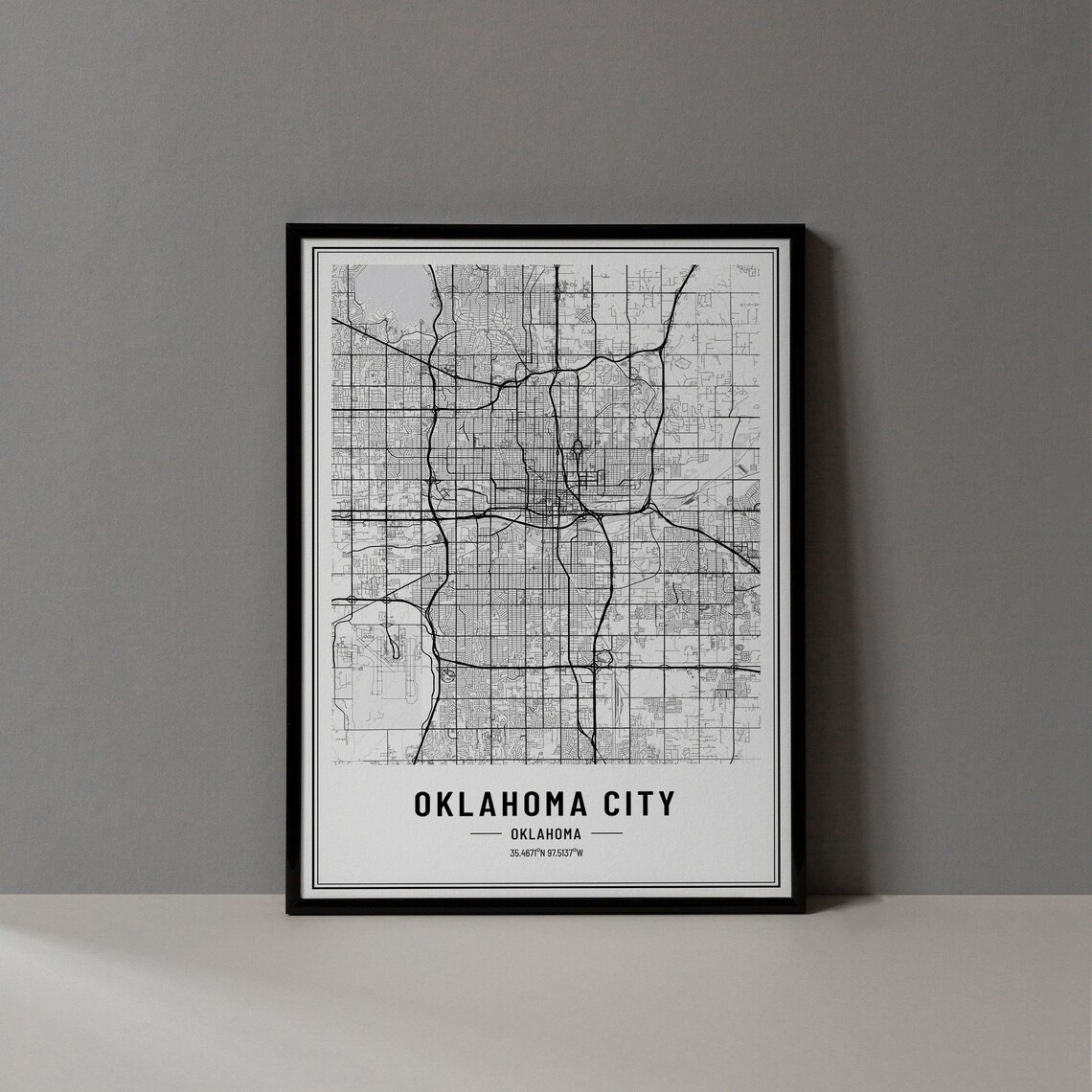 Oklahoma City Oklahoma Street Map Minimalist Black White Poster