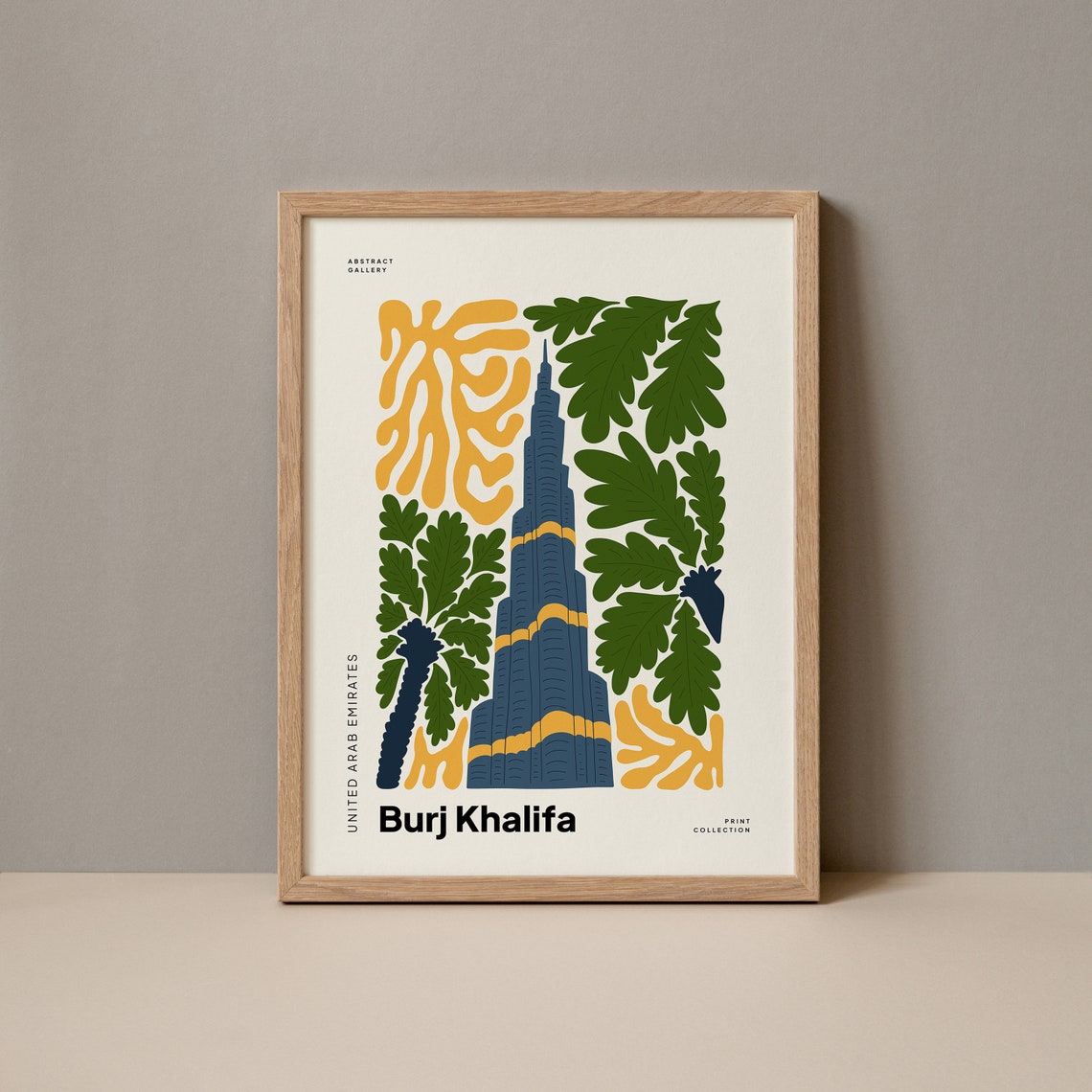 Burj Khalifa Dubai Abstract Floral Tower Art Poster UAE Gift