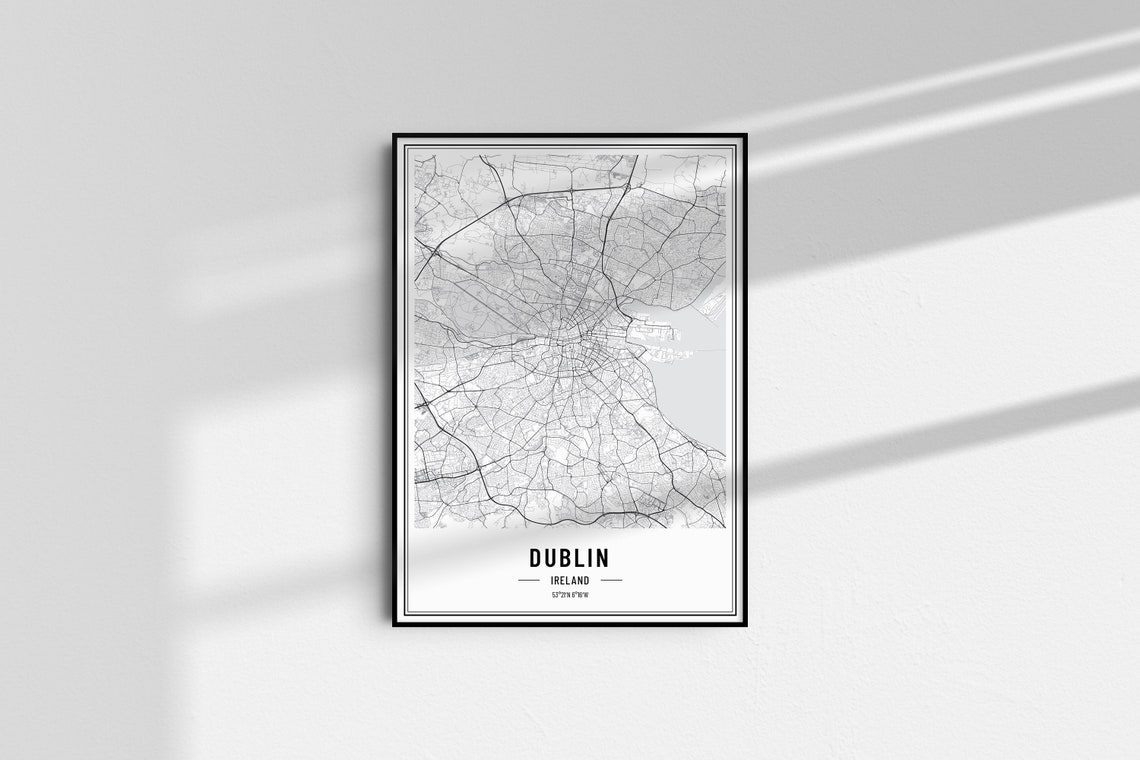 Dublin Ireland Minimal Black and White City Street Map Poster - Image 3