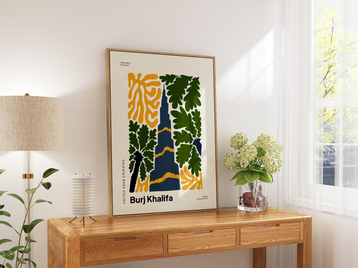 Burj Khalifa Dubai Abstract Floral Tower Art Poster UAE Gift - Image 4