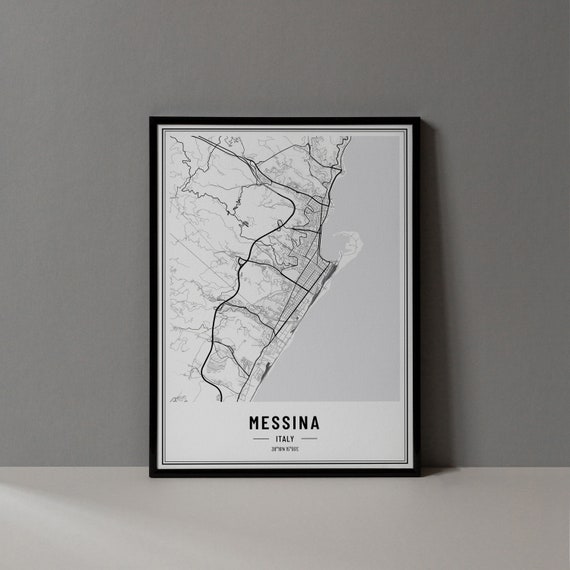 Messina Italy Map Poster, Travel Coordinates Print