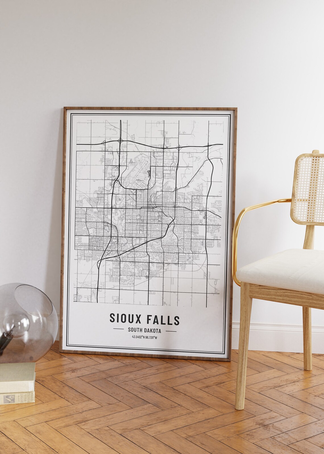 Sioux Falls South Dakota Street Map Black and White Minimalist City Poster - Image 4