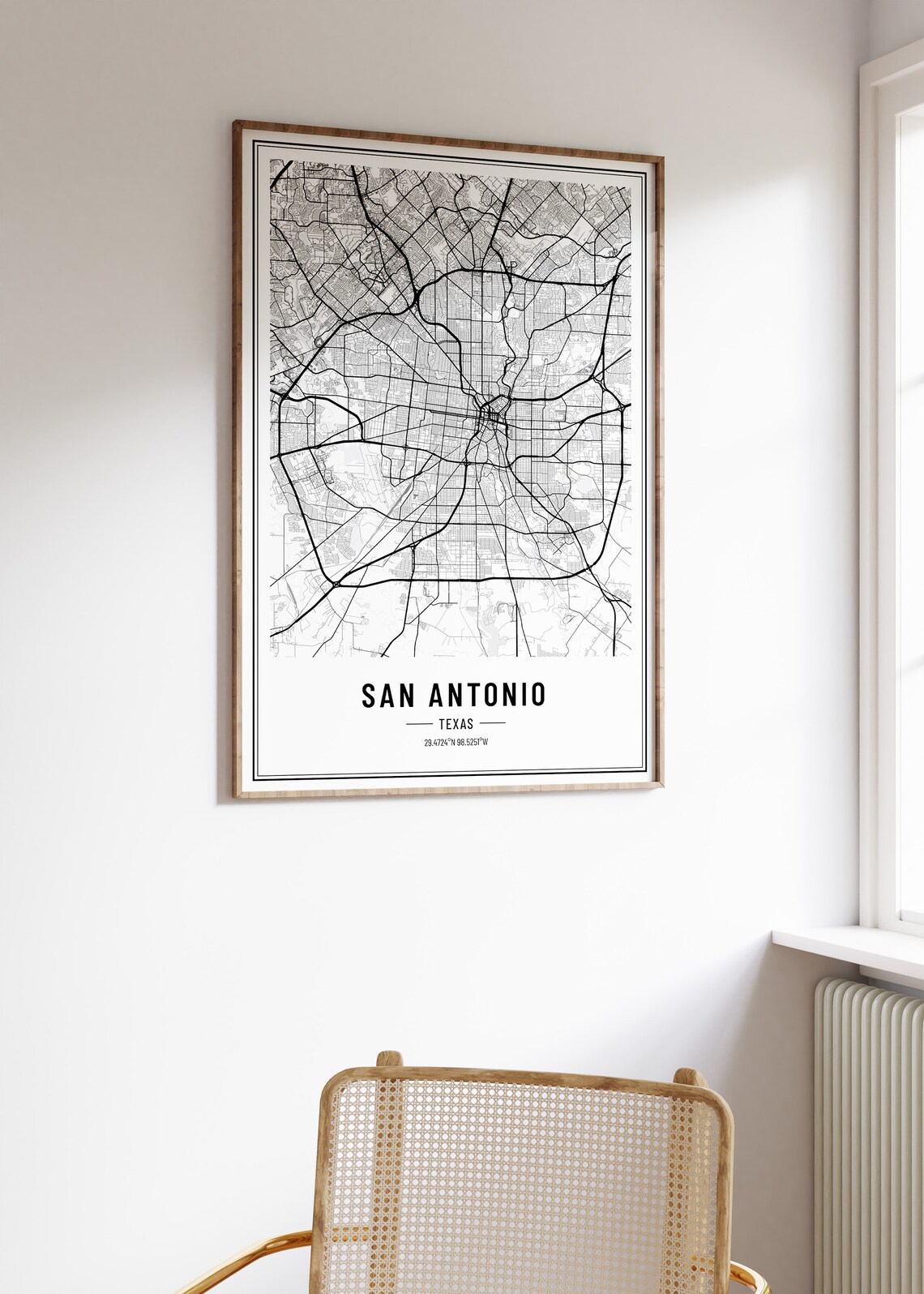 San Antonio Texas Map Art Print, City Coordinates - Image 4