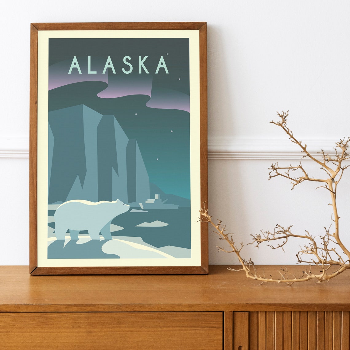 Alaska Usa Travel Poster Alaska Wall Art Alaska Travel Print Alaska Wanderlust Poster Alaska Travel Gift Alaska Travel Illustration - Image 4