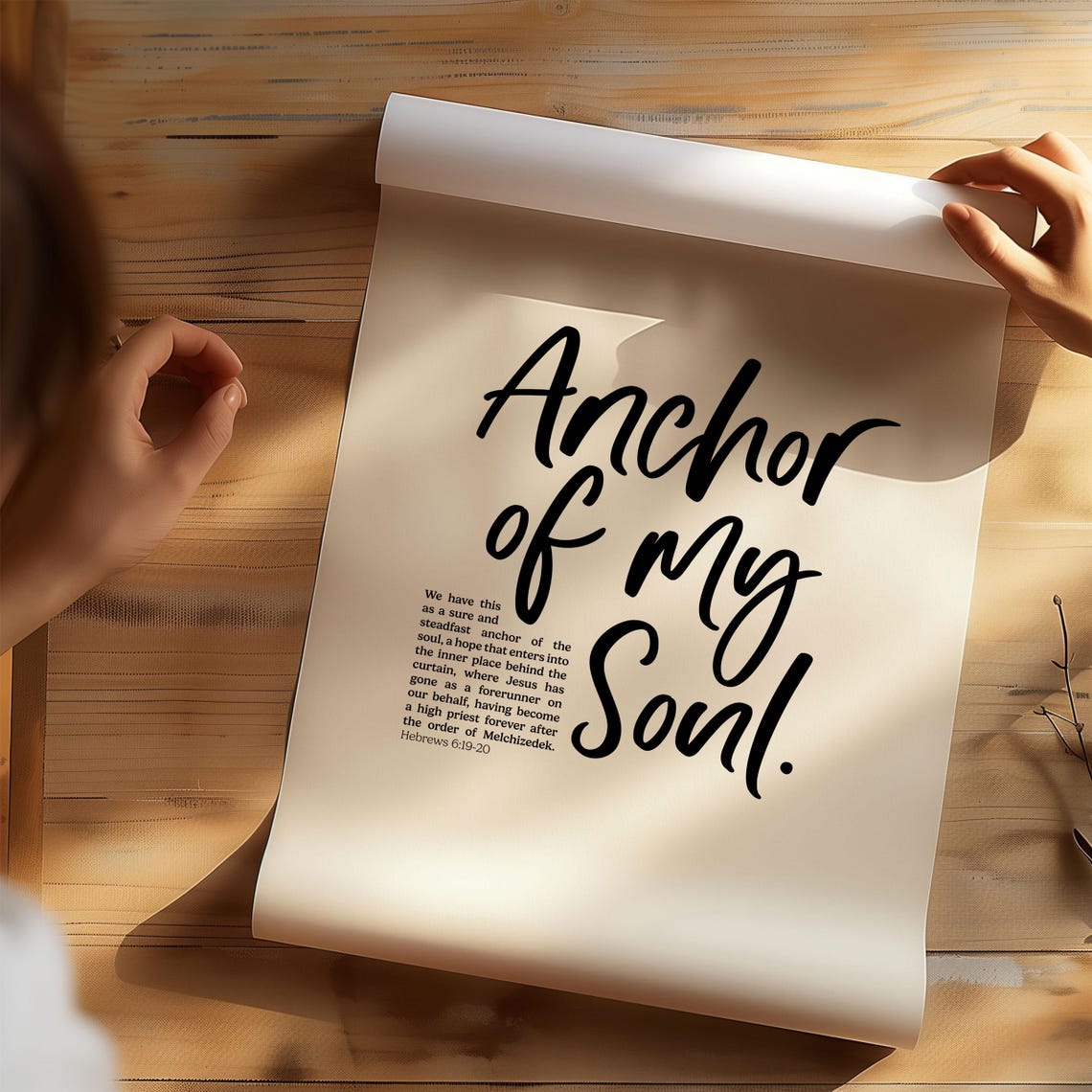 Anchor Of My Soul Christian Wall Art Hebrews 619 20 Steadfast Hope Christian Modern Scripture Poster Baptism Gift - Image 3