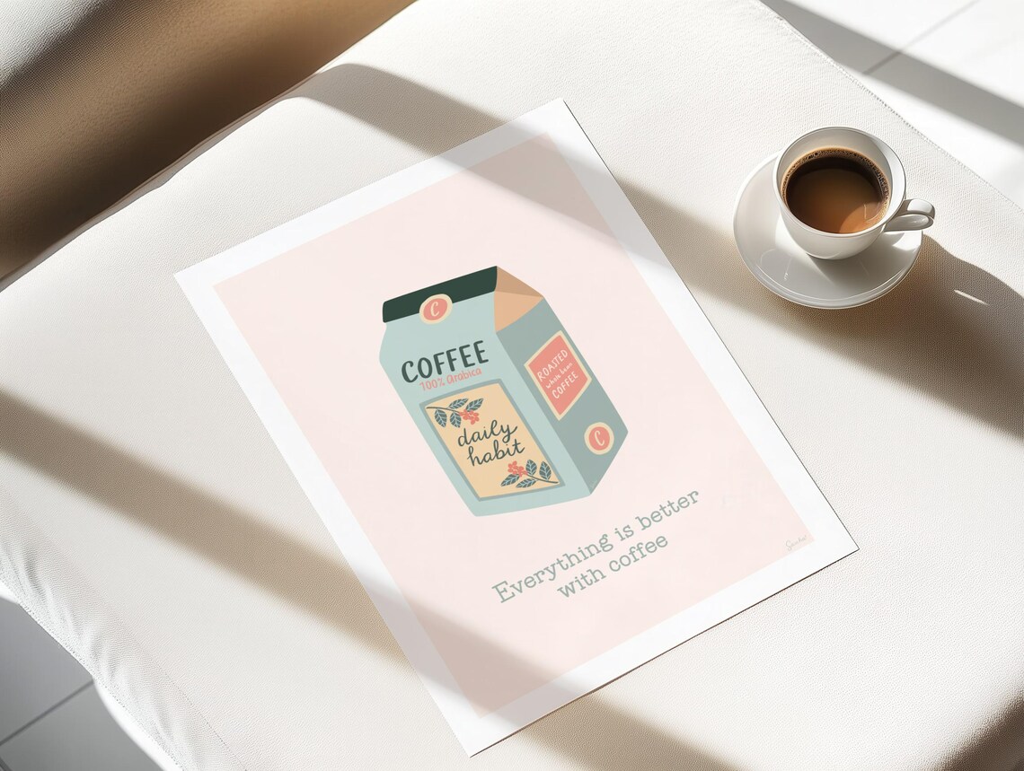 Coffee Art Poster Bag With Coffee Beans Quote - Image 3