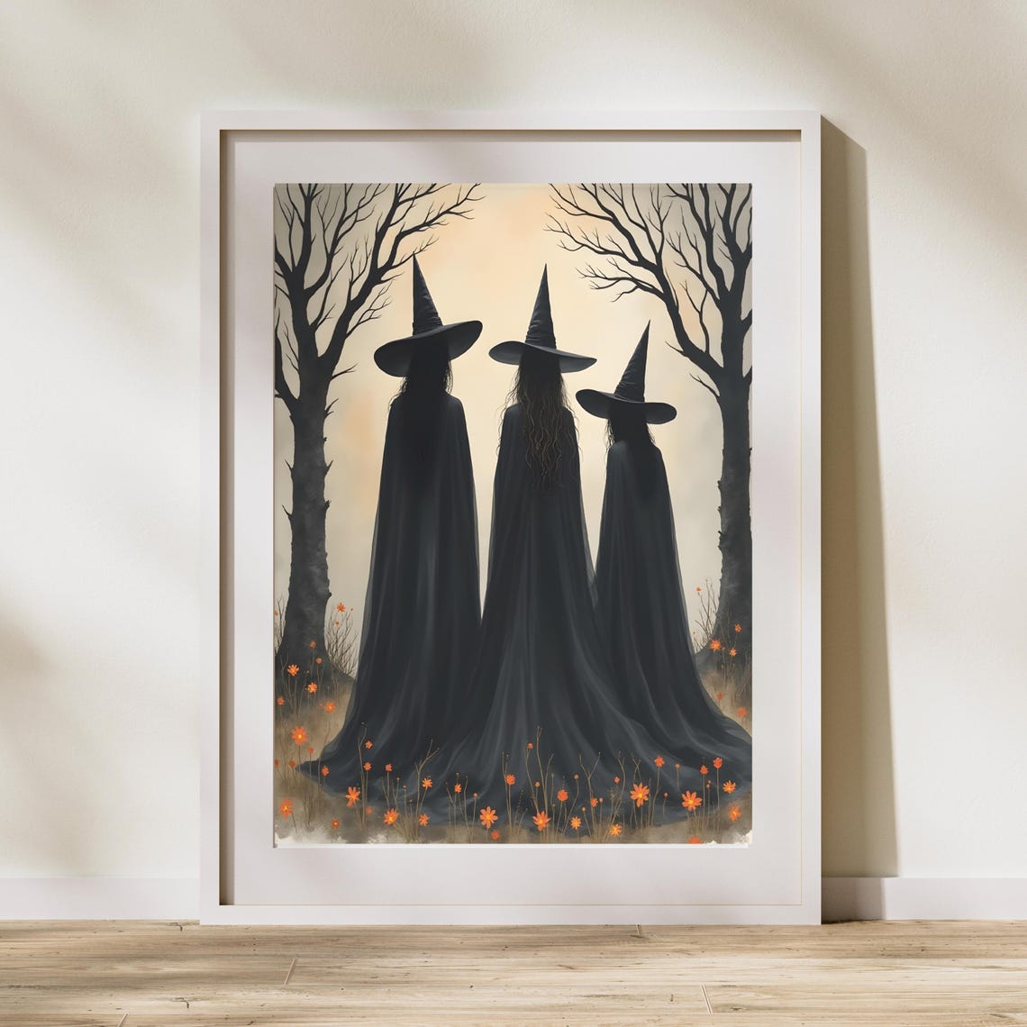Three Witches Dark Coven Trio Gothic Halloween Moody Wall Art