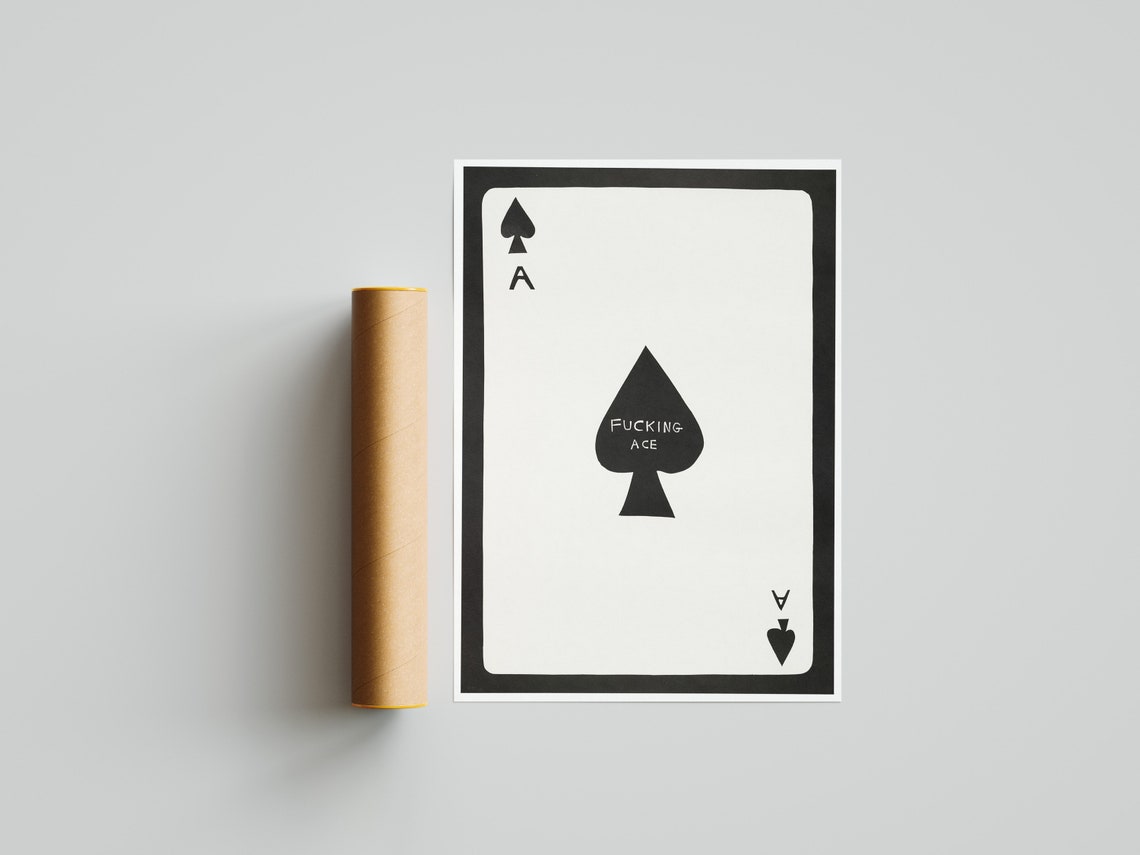 Edgy Ace of Spades Playing Card With Bold Typography Black Poster