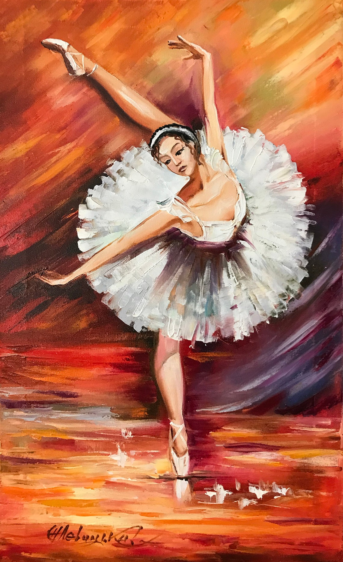 Abstract Ballerina Oil Painting Original Ballerina Wall Decor Dancing Girl Art Ballet Artwork Modern Ballerina Painting On - Image 3