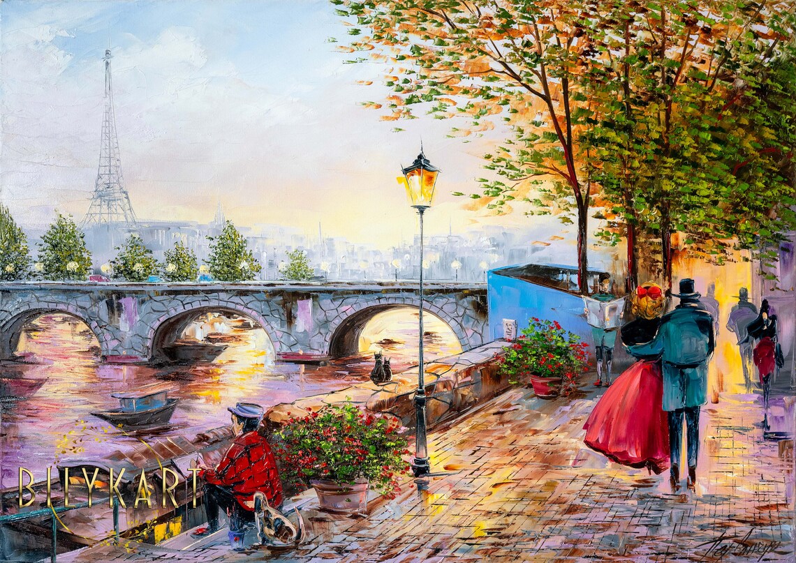 Night In Paris, Eiffel Tower Parisian Travel Poster