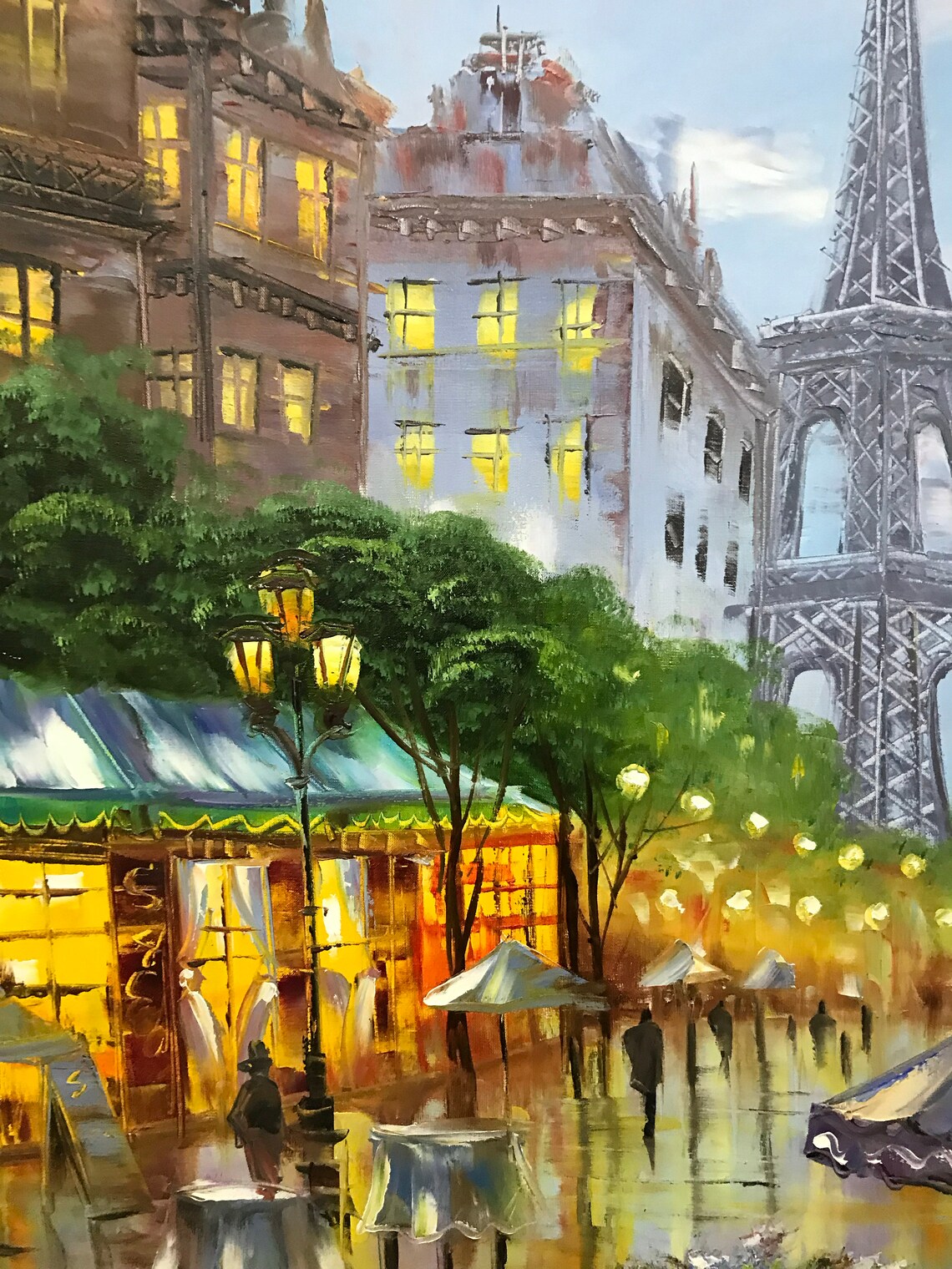 Paris Street Scene Oil Painting, Parisian Market Art Print - Image 2