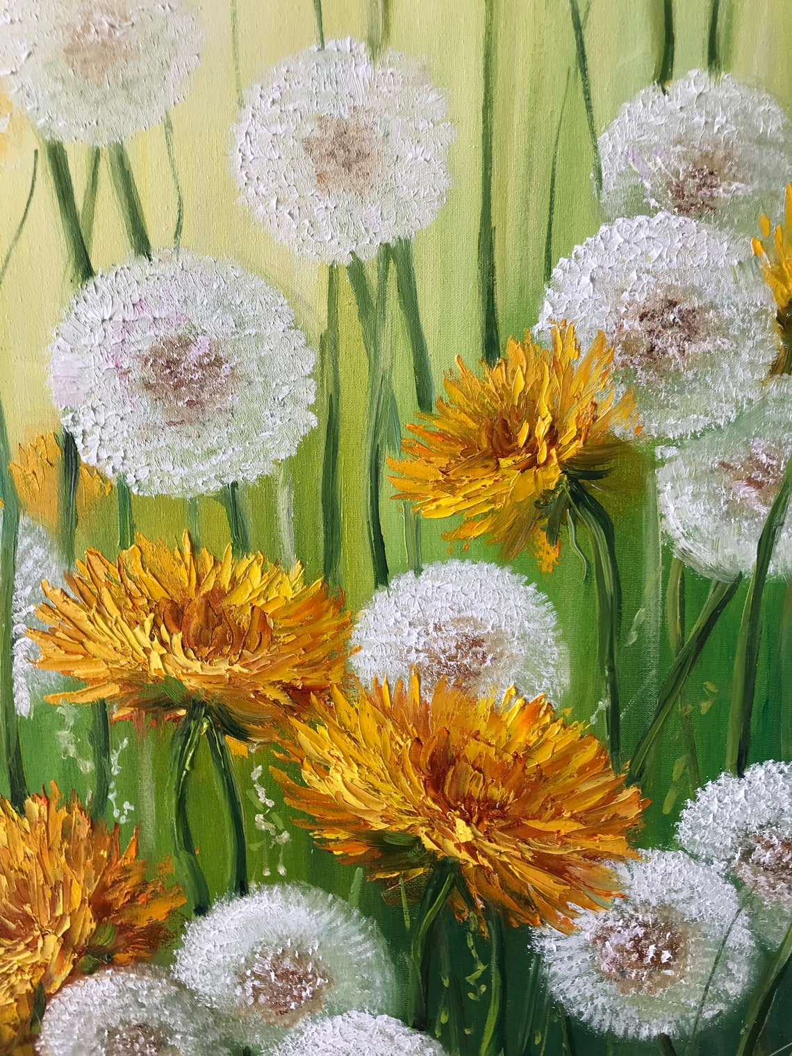 Dandelion Flower Oil Painting Original Art Work Ukraine Artist Botanical Art Ukrainian Painting Field Of Flowers Painting Dandelion Wall Art - Image 2