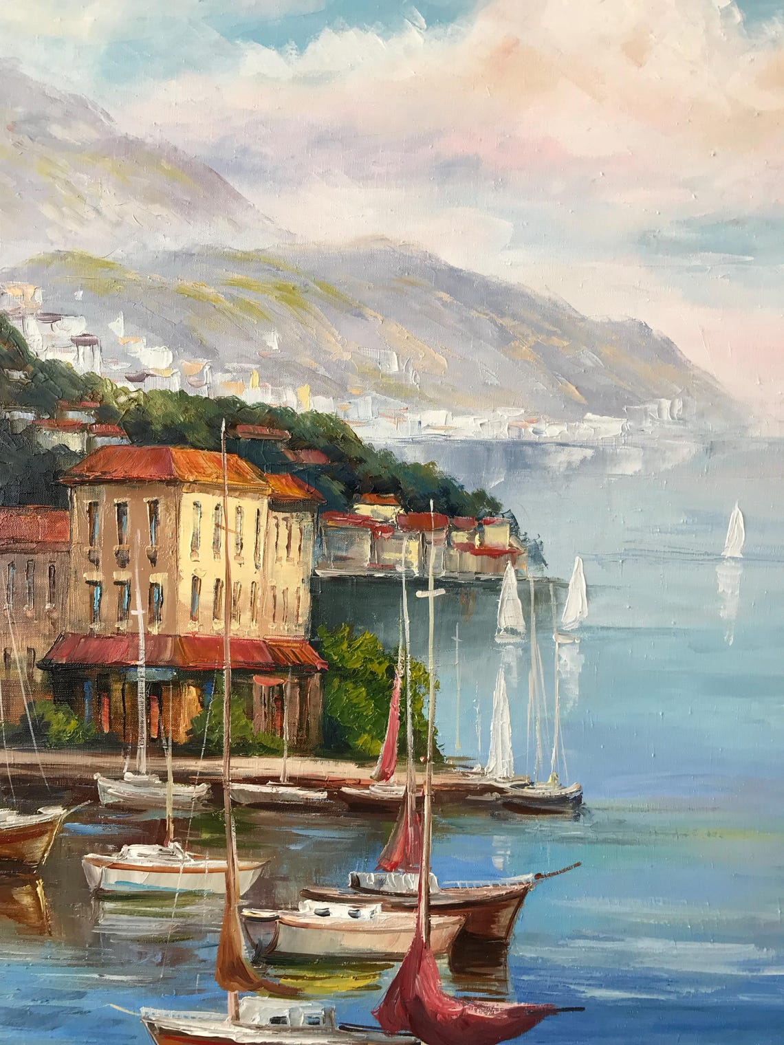 Capri Italy Painting On Italy Coastal Villages Oil Painting Original Positano Amalfi Coast Painting Italy Landscape Art For Sale - Image 2