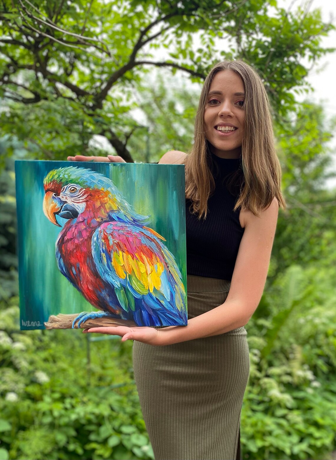 Colorful Parrot Portrait Macaw Rainbow Feathers Tropical Bird Poster - Image 2