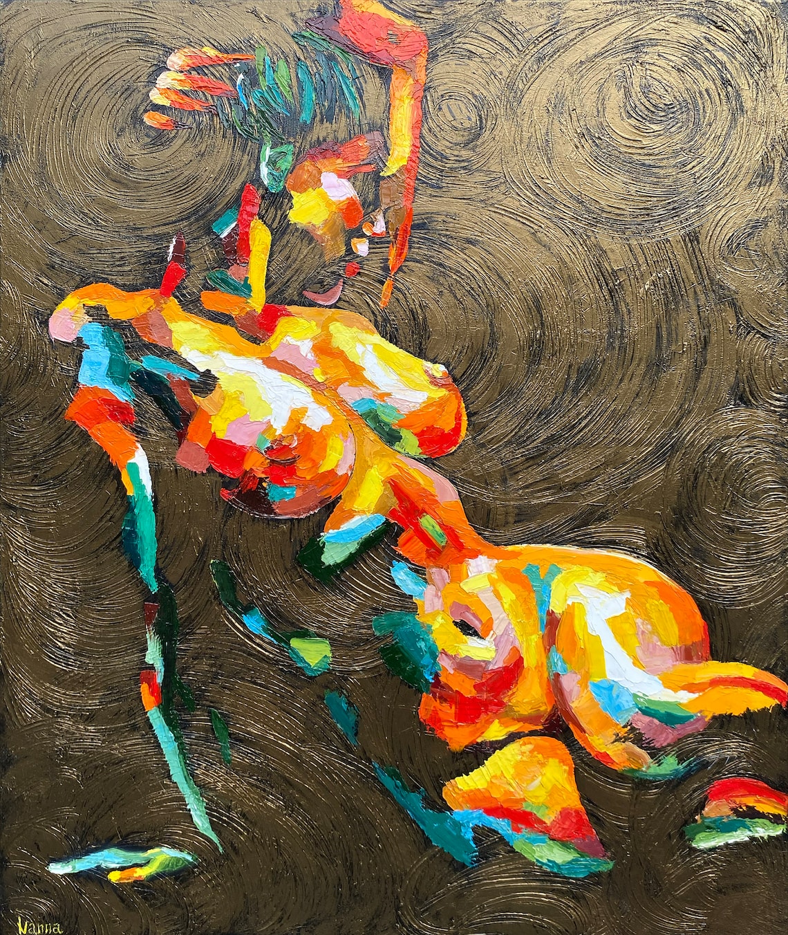Abstract Nude Woman Seated Figure Colorful Modern Art Poster Print - Image 3