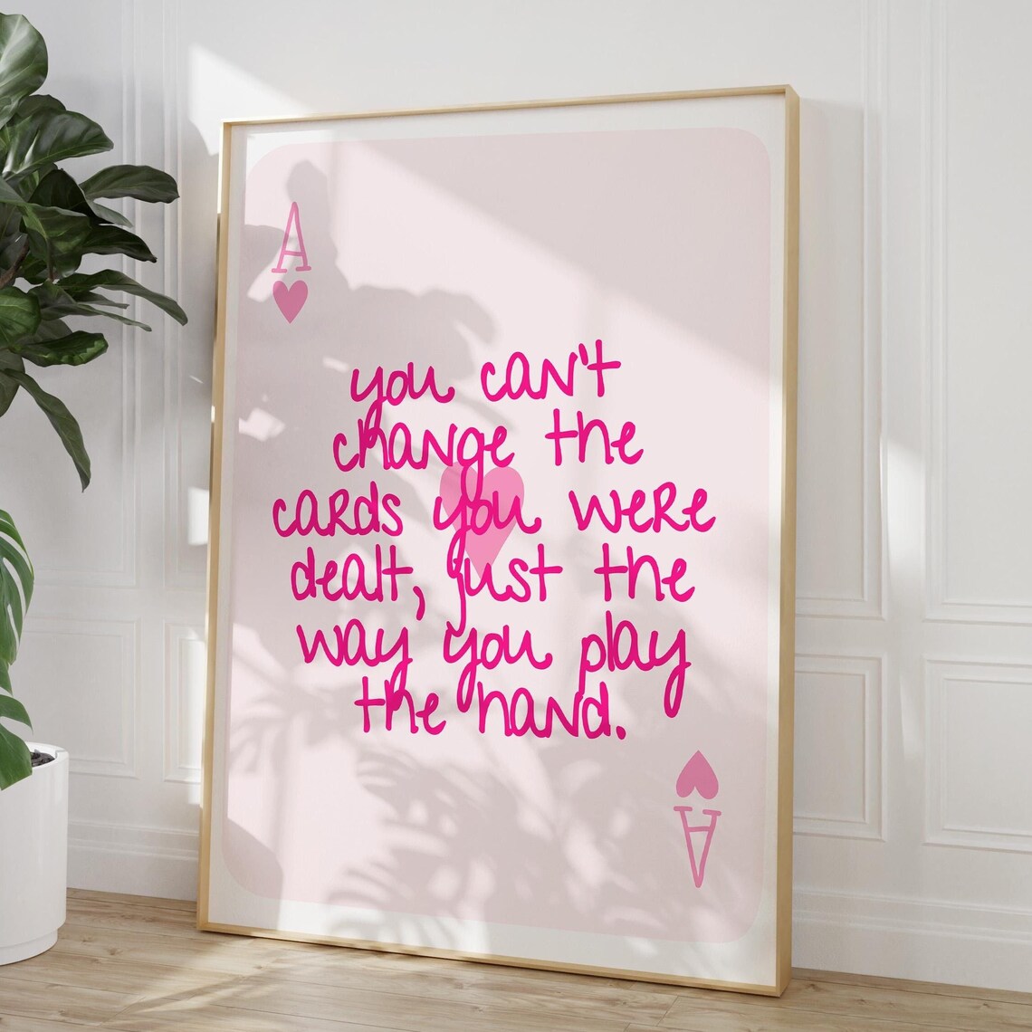 Pink Playing Card Quote Print, Retro Preppy Decor