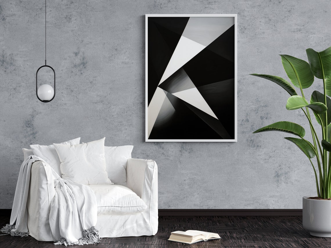 Abstract Geometric Pattern Sophisticated Black And White Art Modern Balance And Harmony Decor Minimalist Artwork - Image 4