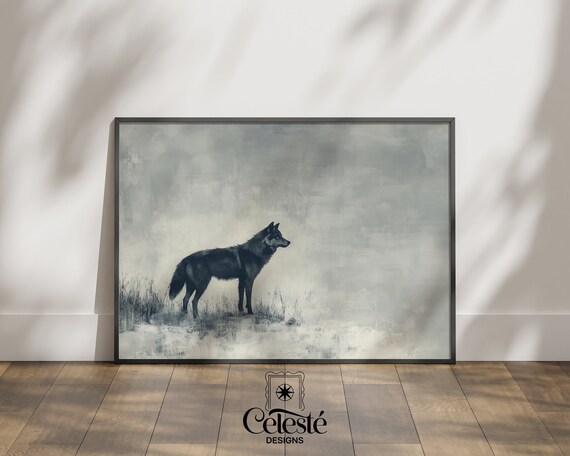 Winter Wolf Print Snowy Landscape Wall Art